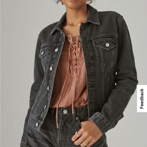 Women's Lucky Brand Tom Boy Trucker Black Denim Jacket